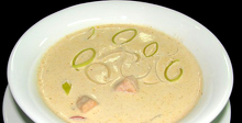 Суп пюре из цветной капусты со сливками и лососем
